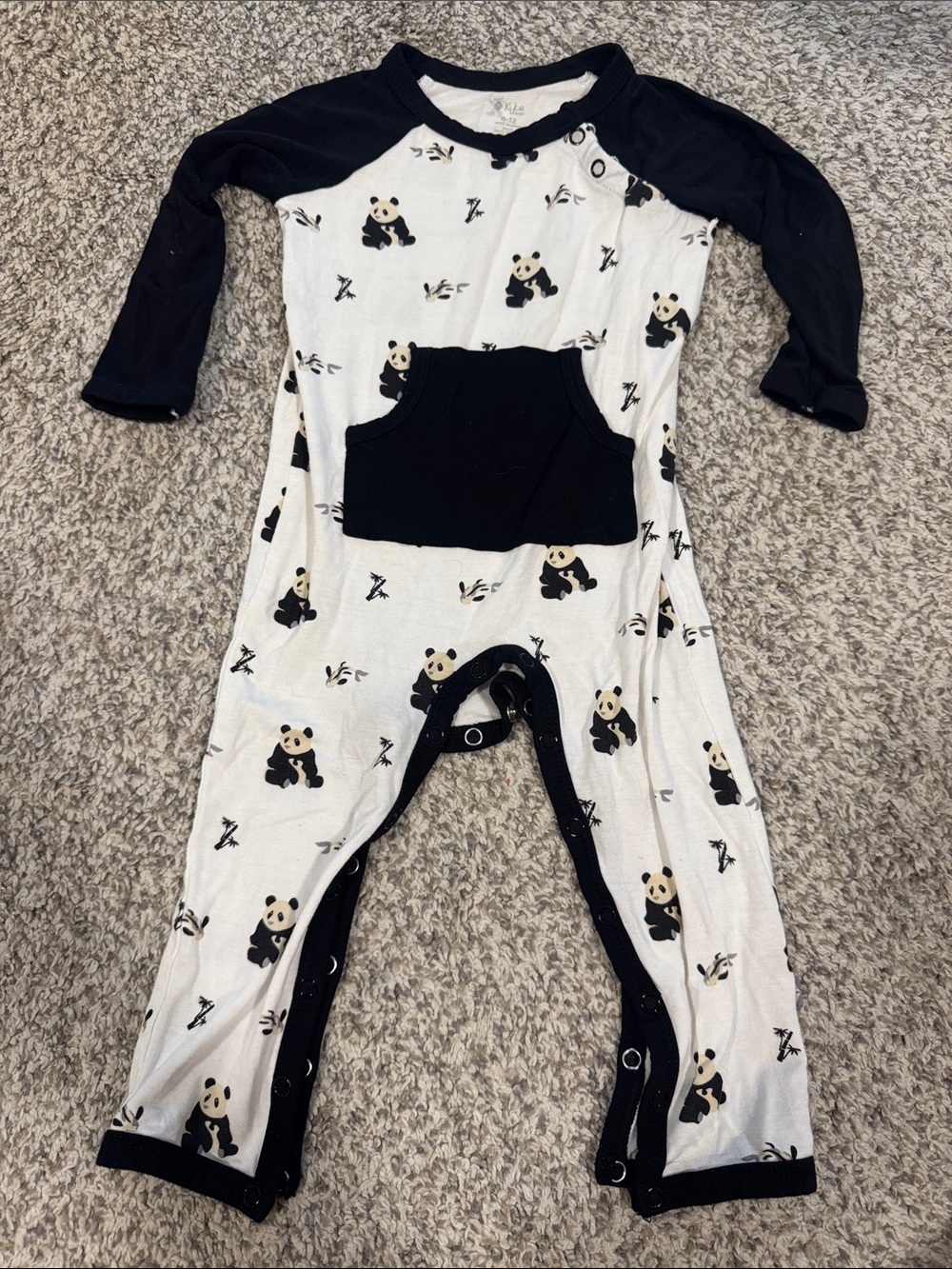 Kyte BABY Black & White Panda Footie One-Piece